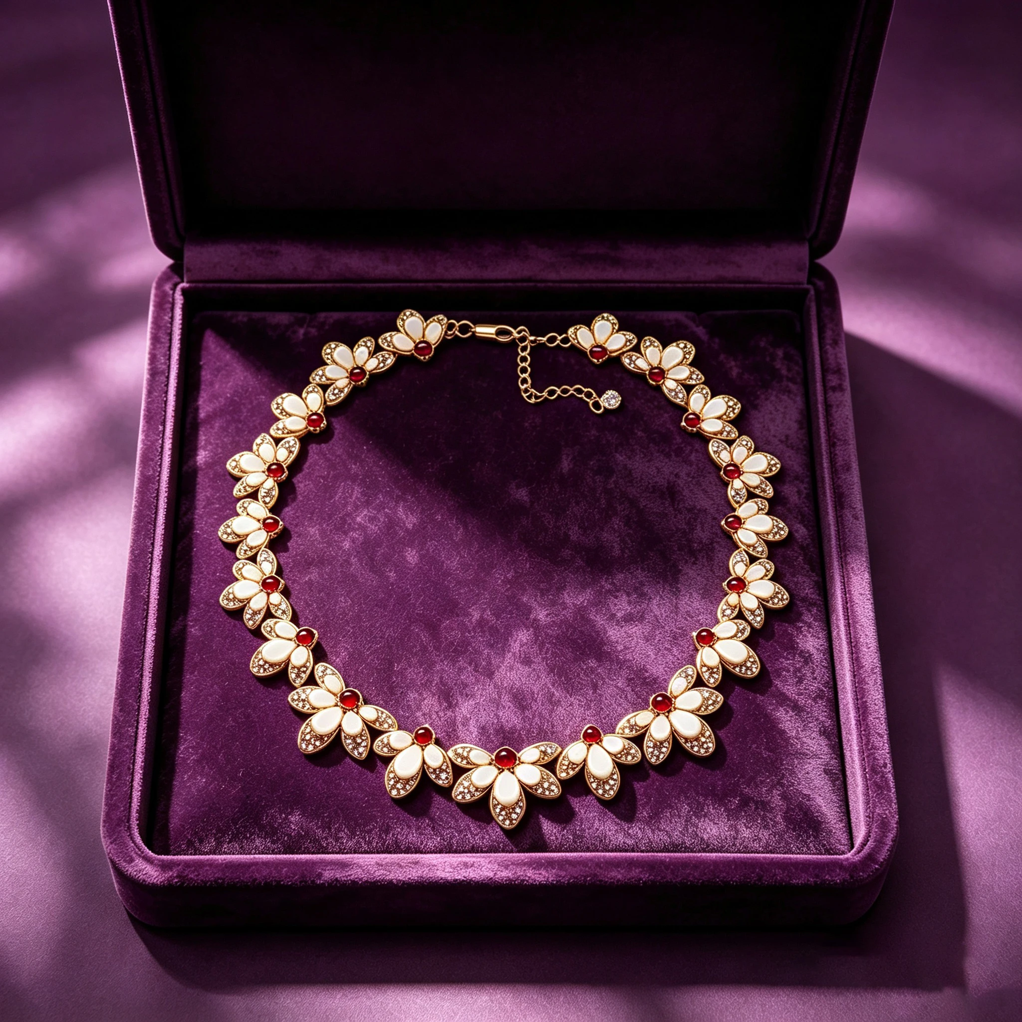 fashion-vintage-enamel-petal-shaped-inlaid-with-rhinestone-necklace-for-women's-jewelry-accessories