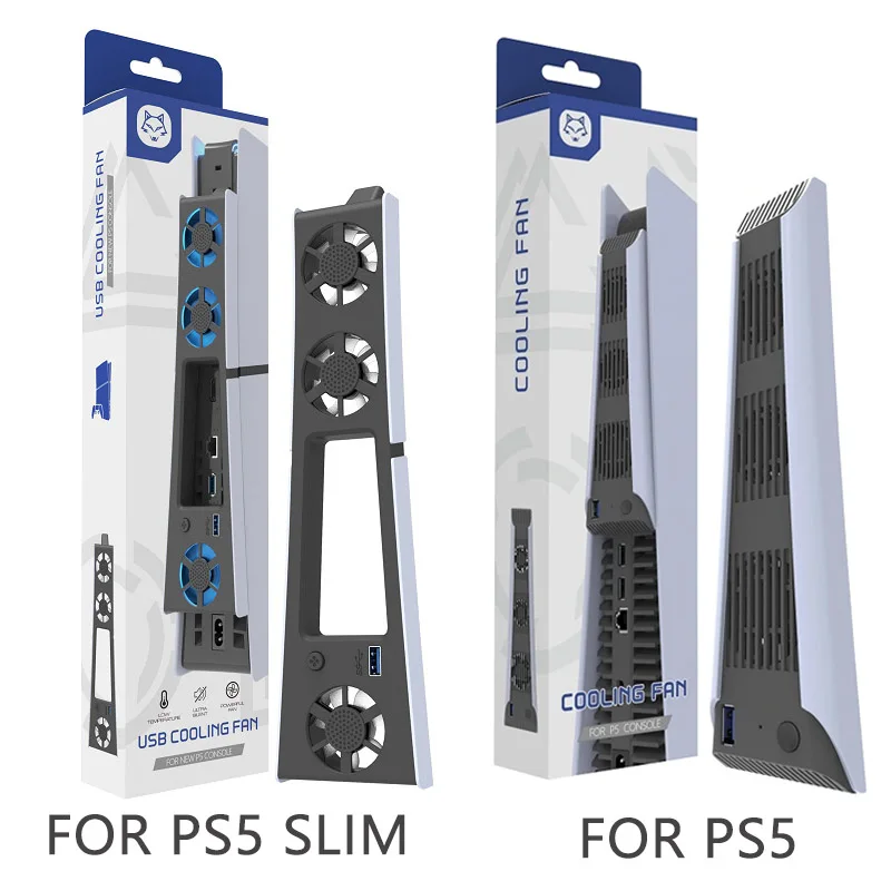 Ventilador de refrigeración para PS5 Slim, silencioso, triple ventilador de refrigeración con iluminación RGB y USB 3.0 para PlayStation 5 Slim Disc/Edición Digital
