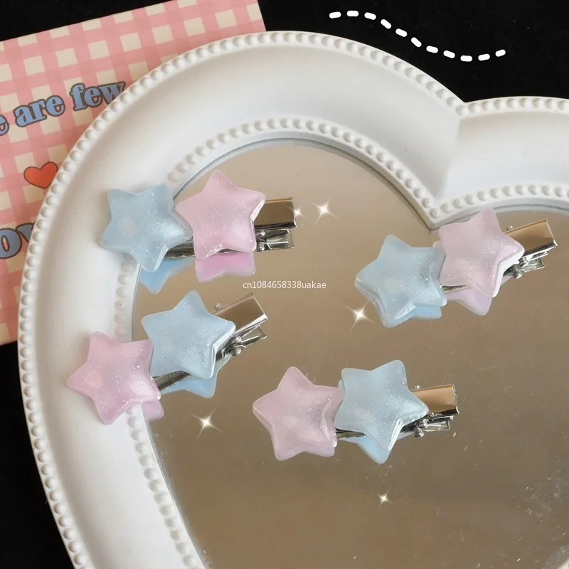 1pcs Sweet Cute Star Hairpin Lovely Pentagram Hair Clip Duck Beak Clip Side Bang Clips for Girls Y2K Hair Accessories 집게핀 헤어핀