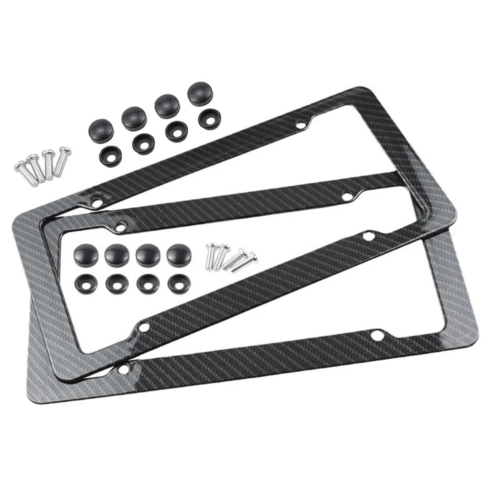 NEW Universal 30*15CM 1/2pcs License Plate Frame Carbon pattern Plastic License Plate Frame Bracket with Standard Screw Kits