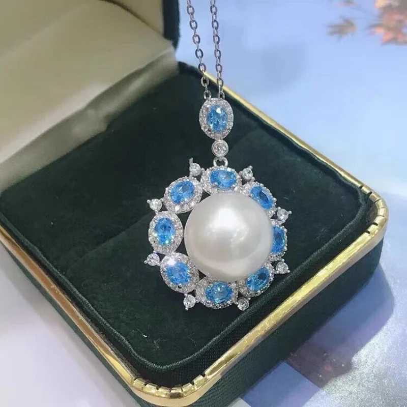 classic 10-11mm south sea round white pearl pendant 925s  chains  necklace  925 sterling silver