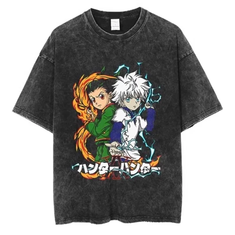 T-shirt in cotone congiunto Pokémon caldo alla moda Vecchio lavato Genggui Squirtle Periferia a maniche corte Pikachu Top Abiti a mezza manica