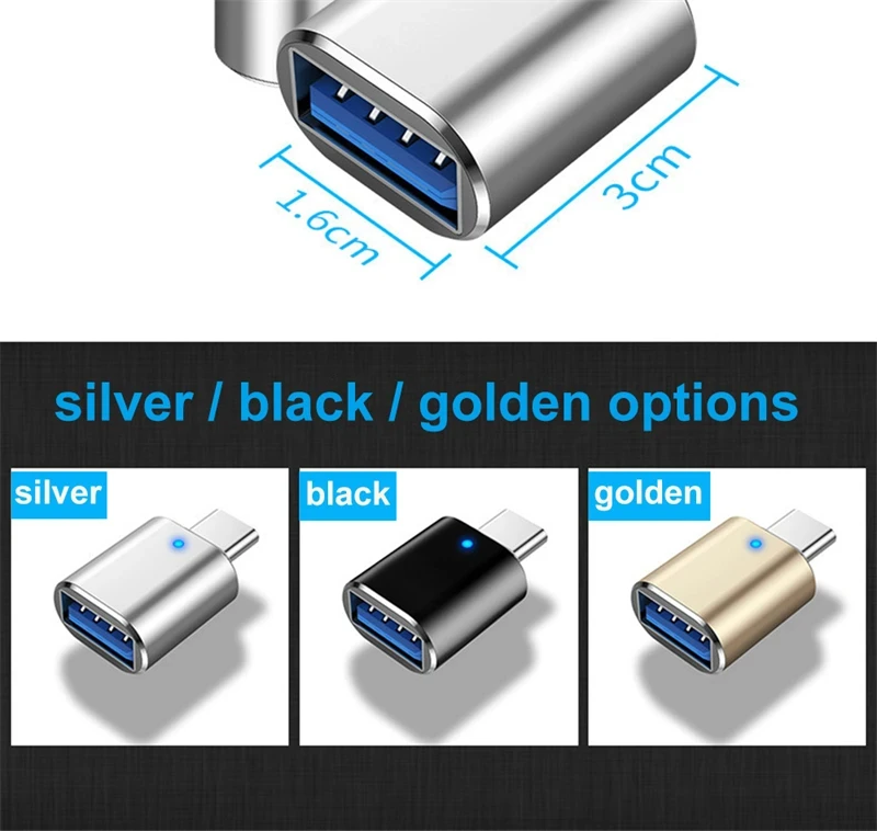 NNBILI Converters USB3.0 to Type C Male Adapter USB A to USBC Connector OTG Type C Car Charging Adapter for MacBook Mobile Phone
