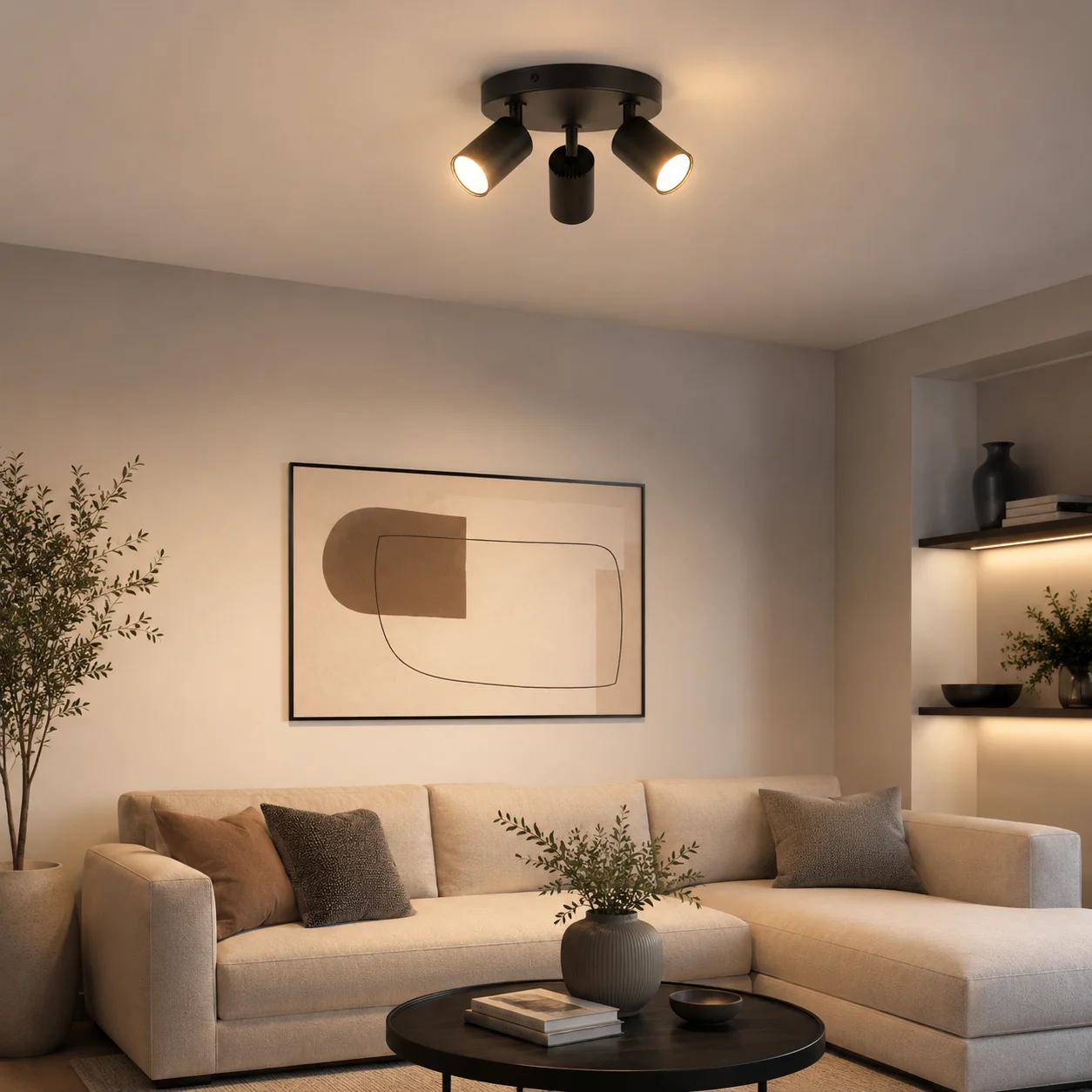 JOYINLED 3-Light Rotatable Black Ceiling Spotlight,Modern Surface Mount Multi Directional Track Accent Light Hallway Living Room