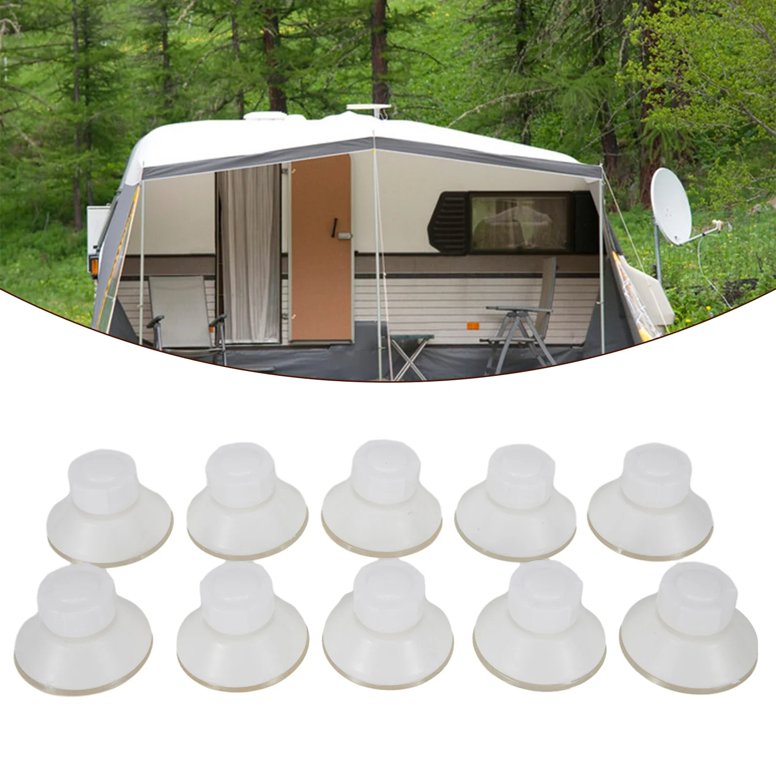 10pcs Car High Grip Awning Suction Cup Fixing Pads Caravan Motorhome Organiser White PVC 45mm Convertible Accessoires Auto Part