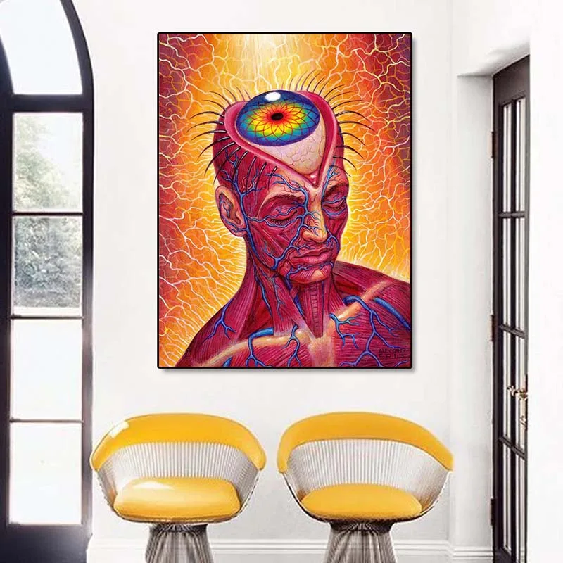 Abstract Alex Grey Trippy Psychedelic Posters and Prints Canvas Painting Wall Art Picture for Living Room Home Decor Cuadros