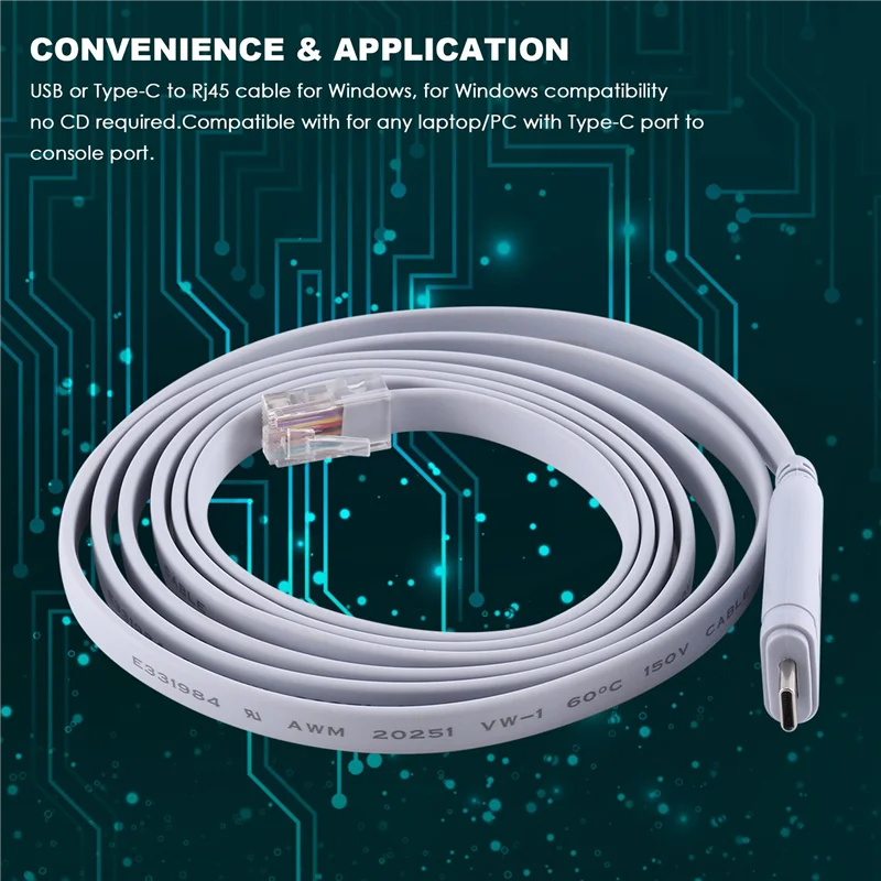Câble de Configuration de Console AED6-USB vers Type C, câble de débogage de routeur série Type C vers RJ45