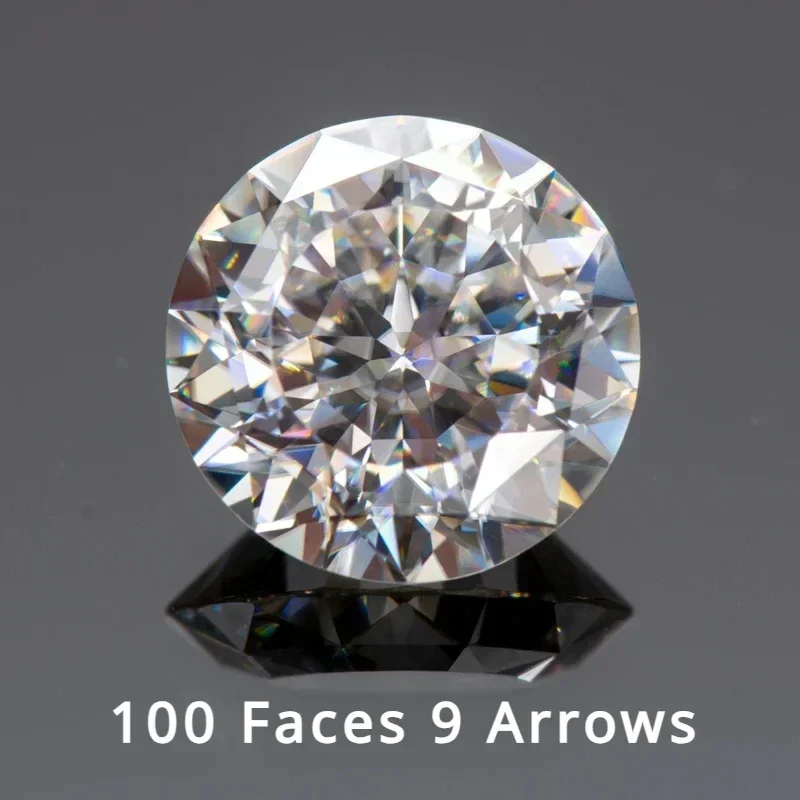 Pierres précieuses de moissanite de forme ronde, coupe spéciale, neuf flèches, 100 faces, VVl's, document D, matériaux de bijoux avec certificat GRA