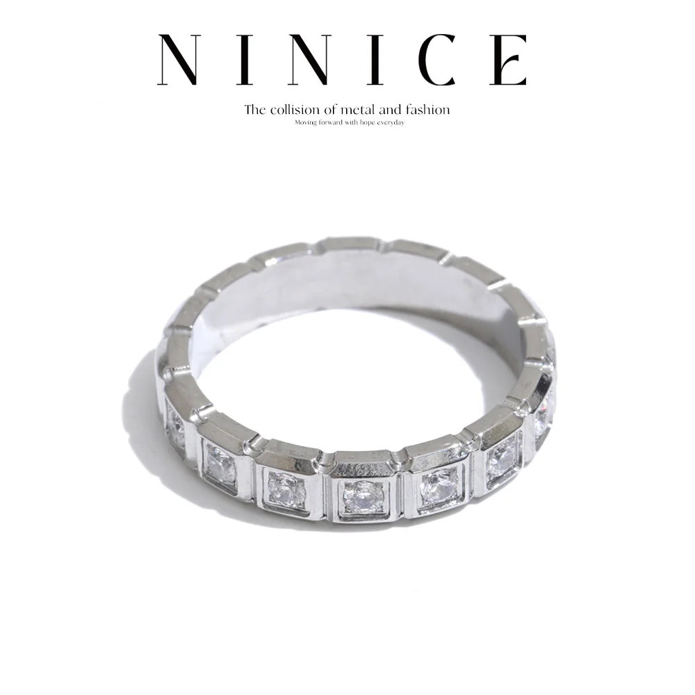 NiNice Edelstahlring für Bling-Frauen Exquisiter Zirkonia-Guss Großhandel Accessoires Hochwertiger Trendschmuck