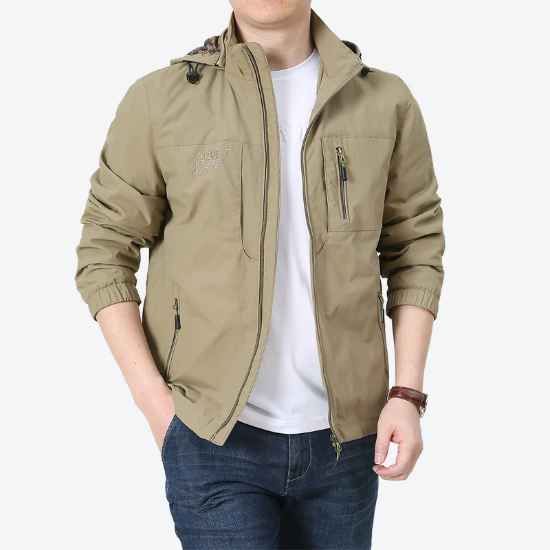 

New Men's Shell Tactical Cargo Hooded Multi-pocket Jacket Men Jacket Outdoor Coat Waterproof Camping Fishing Jacket Streetwear