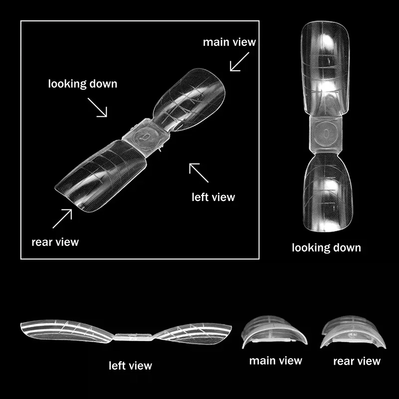 더블 엔디드 네일 듀얼 폼 240개/박스 재사용 가능한 스퀘어 코핀 연장 몰드 젤 빌더 팁 전문가용 살롱 네일 아트