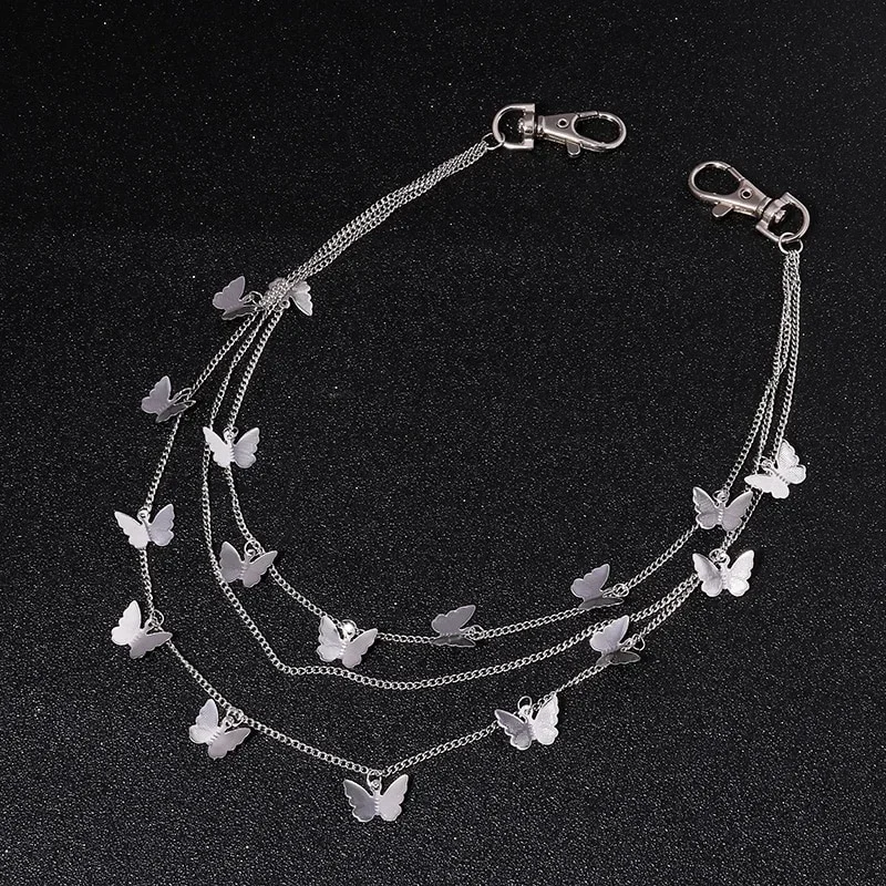 

Women Summer Fashion Punk Street Multi Layer Butterfly HipHop Hook Belt Waist Chain Pant Chain Fashion Accessories Clothes Decor