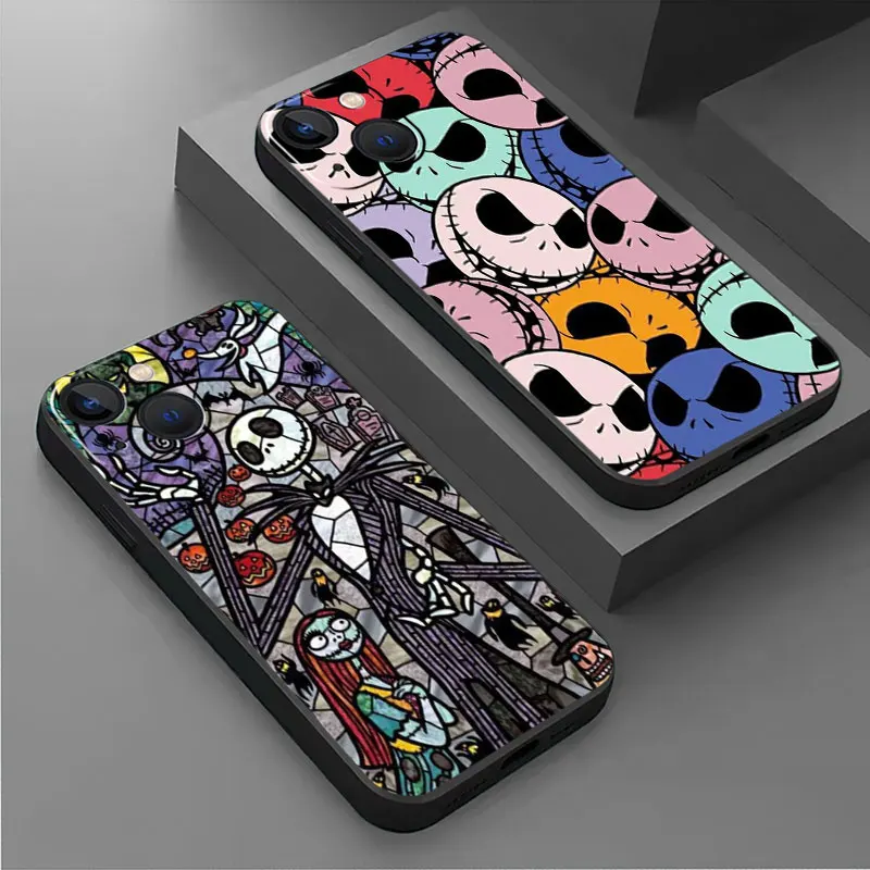 Corpse Bride Jack Sally Cute Case Cover for iPhone 15 13 SE 11 Pro Max 8 Plus 14 15Pro XR XS X 12 12Mini 7 15 Cover Fundas Soft