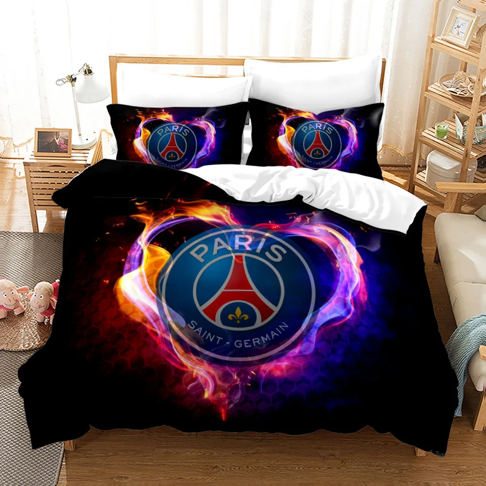 PSG Football Team Standard Sports Printed Duvet Cover Pillowcase 3D Digital Printed 3-piece Set