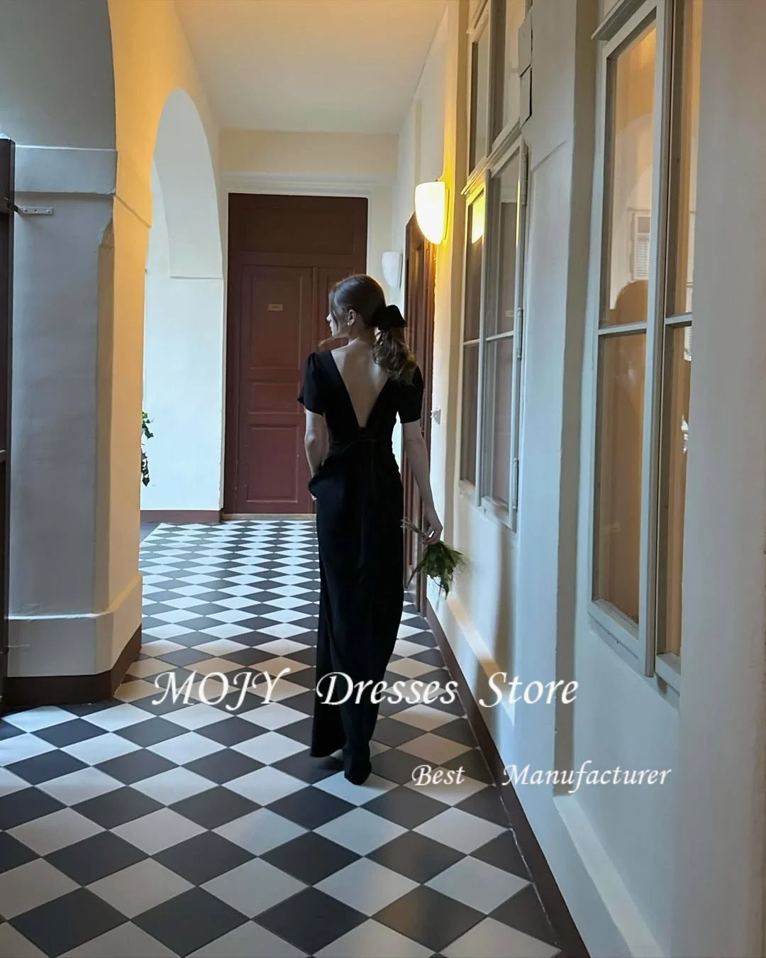 Mojy بدون ظهر 2025 فساتين العروس الجميلة المخصصة فساتين زفاف الأميرة الكورية فستان الزفاف الكوري لالتقاط الصور