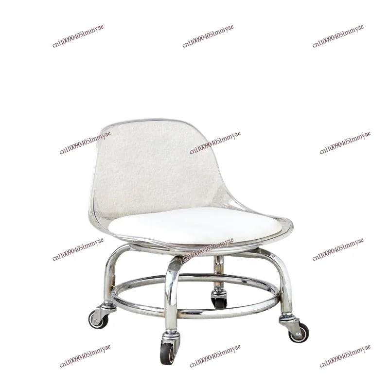 

Acrylic Small Stool Pulley Low Stool Household Silent Universal Wheel Small Chair