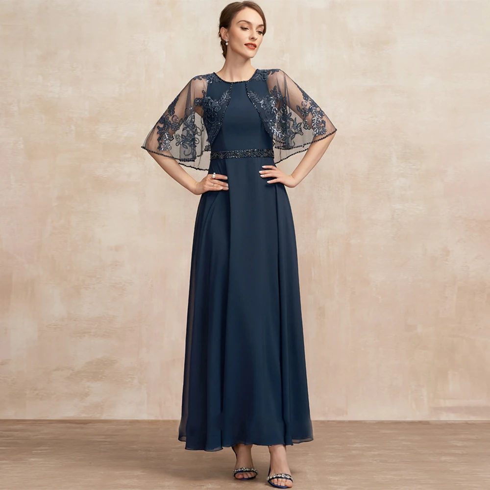 

Beach Scoop Mother of Bride Dresses Half Sleeve Wedding Party Dresses for Ladies 2025 Summer New Chiffon Beach Robe De Soirée