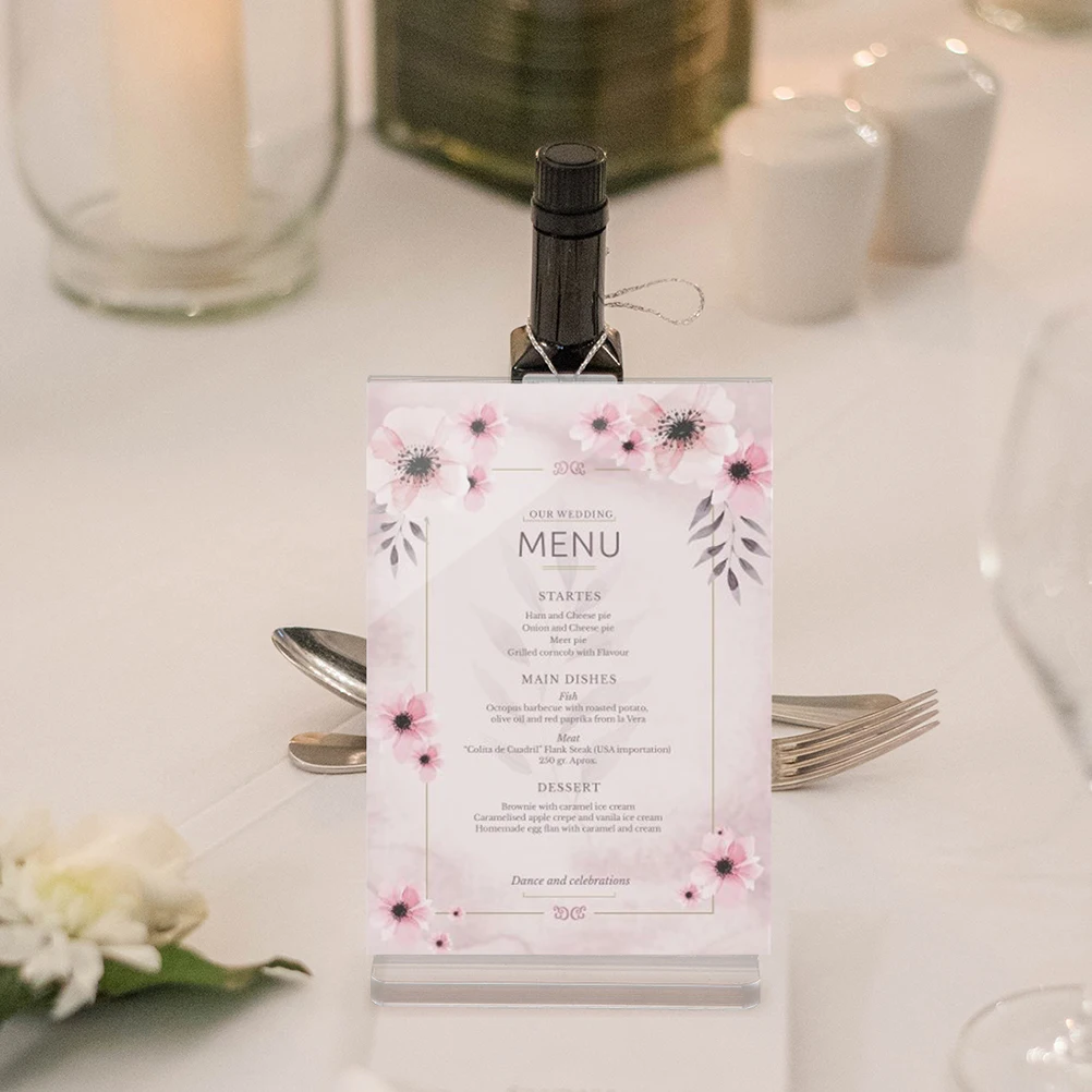 4 قطعة حامل علامة الاكريليك حامل عرض سطح المكتب حامل علامة الطاولة عمودي مكان بطاقة عرض لوازم ديكور حفلات الزواج #2