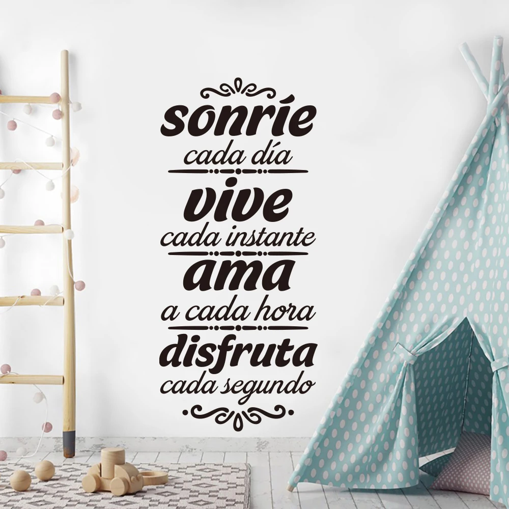 Spanish Smile, Live, Love, Enjoy Wall Sticker Living Room Bedroom Family Love Quote Wall Decal Kitchen Home Decor