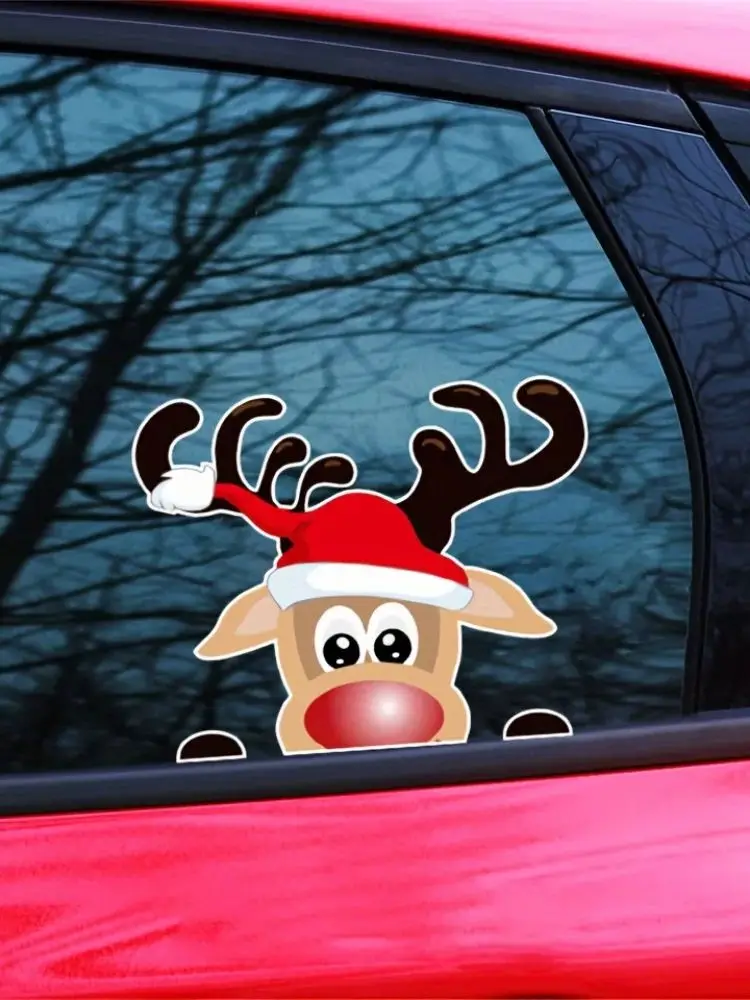 1pc Reusable Cartoon Santa Claus Car Window Sticker - Self-Adhesive Vinyl Decal for Side Window and Bumper