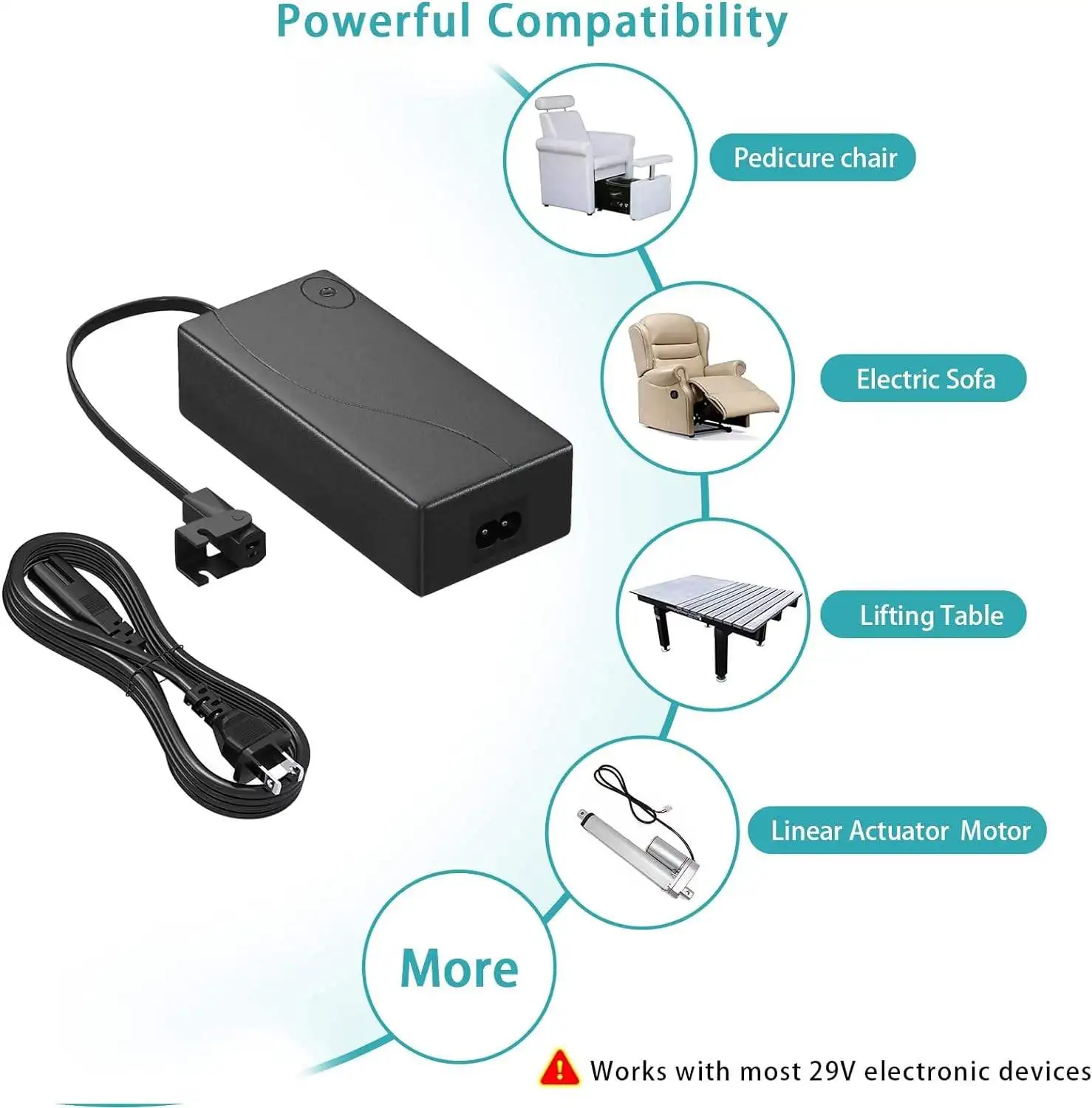 EU US 29V 2A AC/DC 2PIN Power Adapter Supply For Electric sofa massage chair electric push rod lifting charger