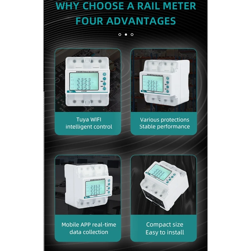 3 المرحلة 4 سلك 100A تويا واي فاي الذكية ثنائية الاتجاه الطاقة كيلووات ساعة متر أكثر من تحت الجهد حامي أكثر من تحميل الحماية