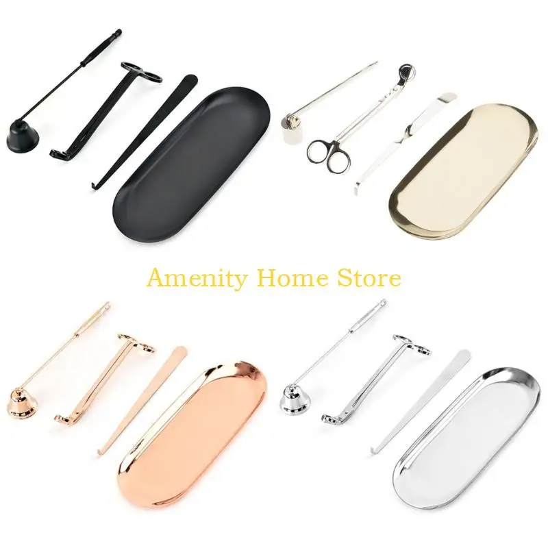 F26C 4 PCS kaarsenaccessoireset Snuffer Wick Trimmer Dipper Tray Plate Scissor Cutter