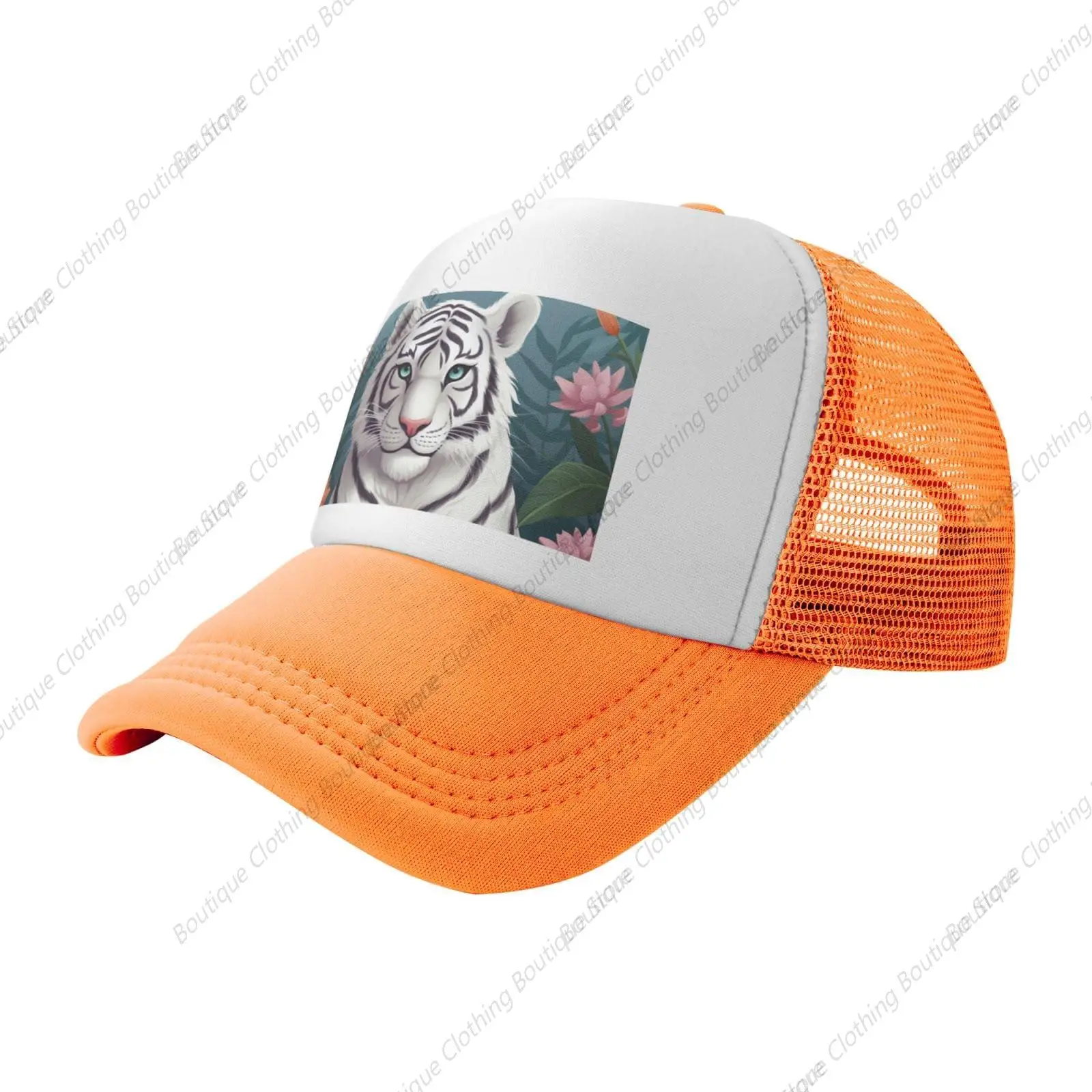 

Trucker Hats Cute White Tiger Printing Mesh Baseball Cap Trucker Hats Women with Adjustable Snapback Strap