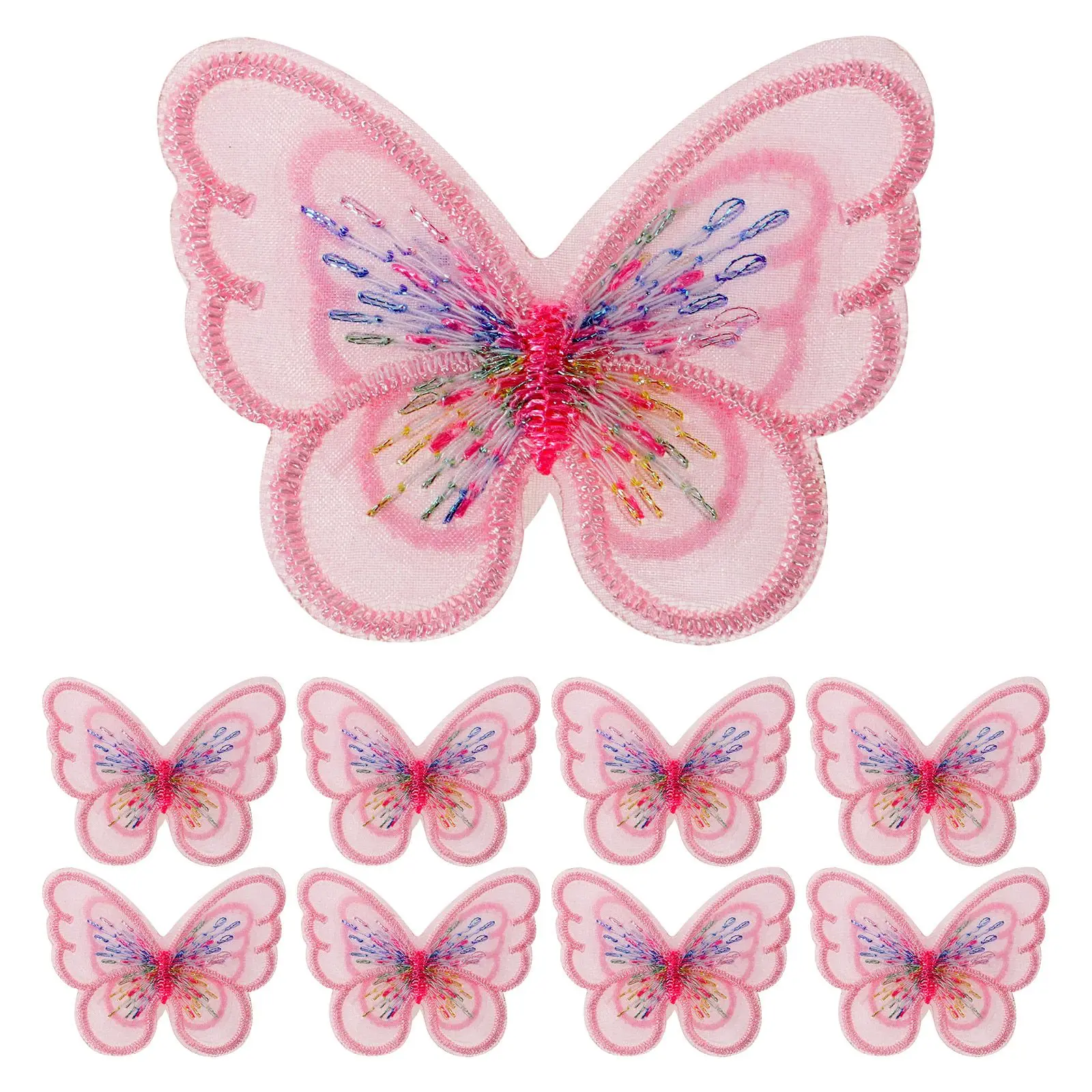 

20 Pcs Double Layer Embroidery Butterfly Accessories Wear Resistant Hat Patches Clothes Fabric Decorative Reusable Iron On DIY