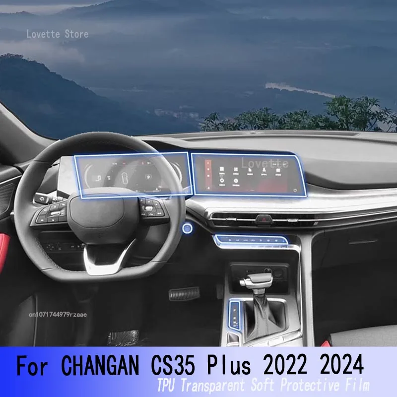 

For CHANGAN CS35 Plus 2022 2024 Car Navigation Instrucment condition Protective TPU Gearbox Screen Protector condition Fitting