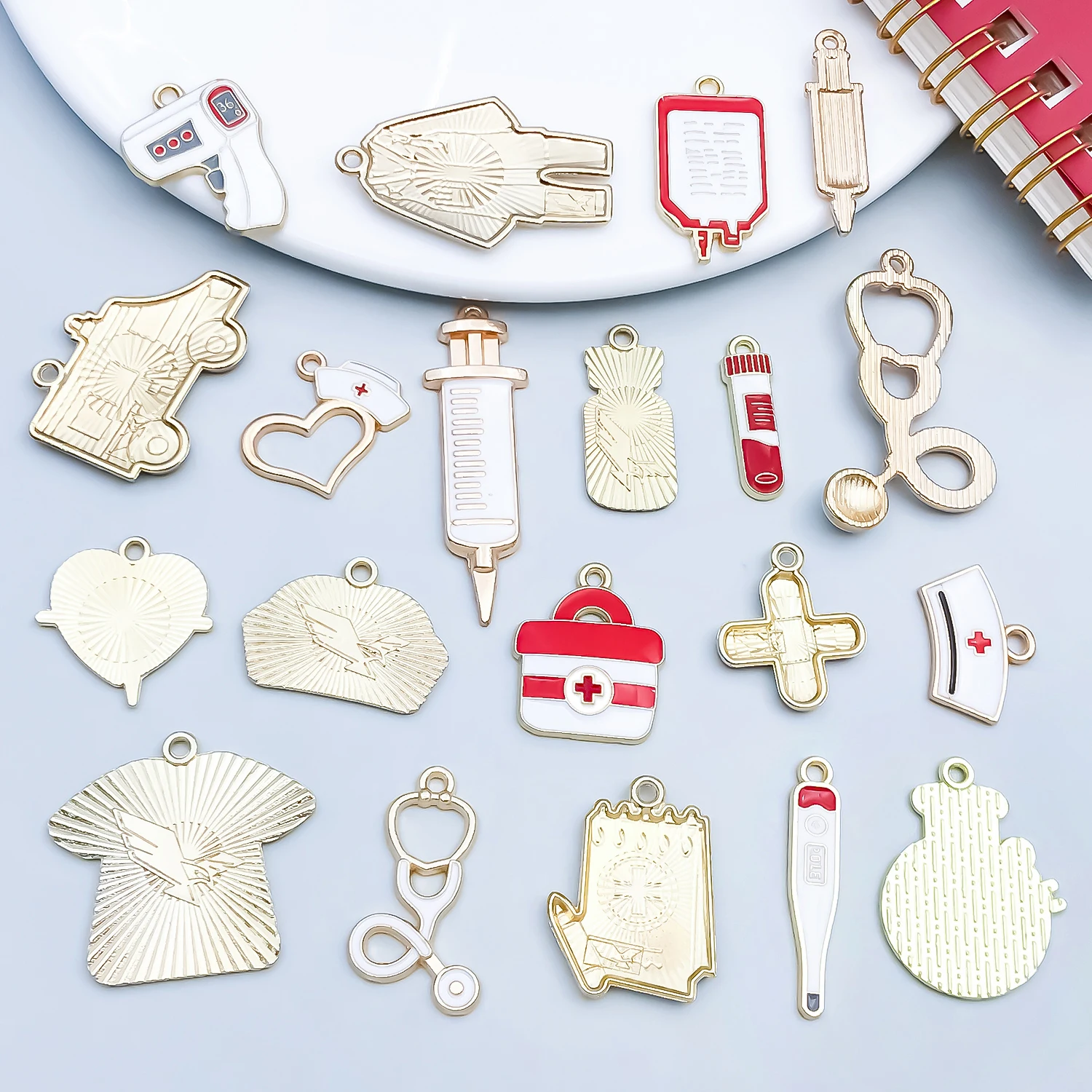 5pcs/20pcs Alloy Enamel Medical Equipment Pendant Jewelry Making DIY Earrings Charms for Jewelry Bracelets Necklace