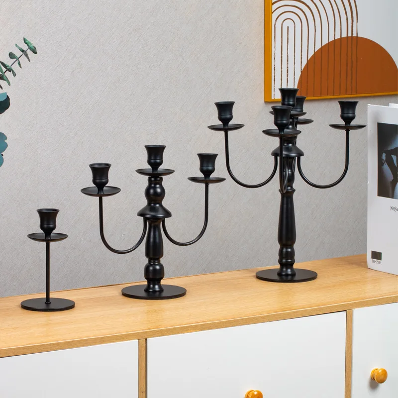 3/5 Arm  Tall Candlesticks Holder, Elegant Taper Candle Holder Centerpiece for Wedding, Church, Halloween, Dining, Home Decor