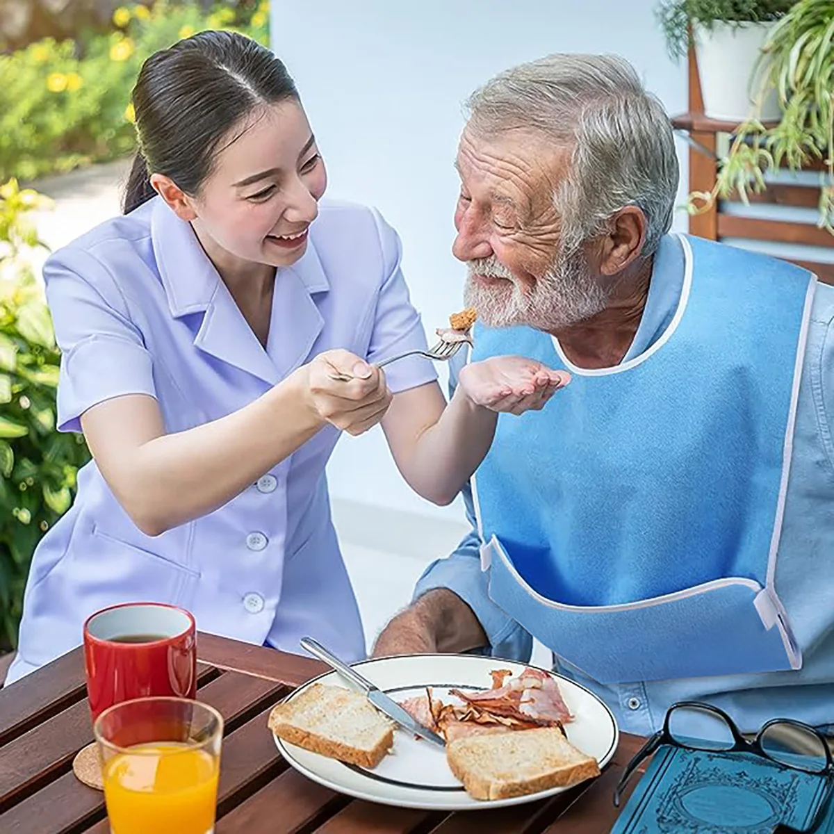 New coated adult apron reusable waterproof terry bibs Or bring a pocket For adult women and men Elderly Seniors & Disabled bibs