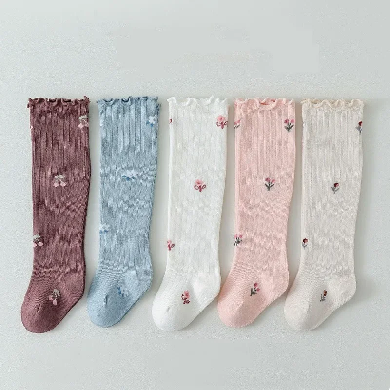 

Boy Girl Kids Socks Solid Color Ribbed Knee High Baby Long Sock Soft Cotton Children Leg Warmers Newborn Toddler Breathable Sock