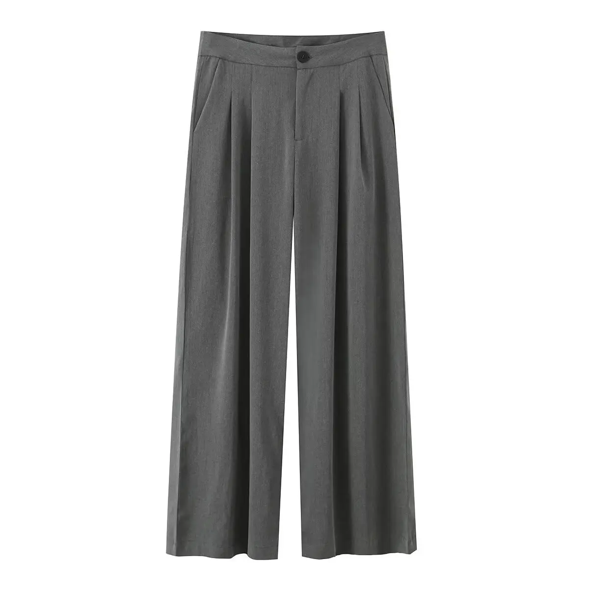 Low Waist Loose Fit Casual Fashionable Grey Wide Leg Pants Women's Cross-Border Organic Cotton Drawstring Trousers