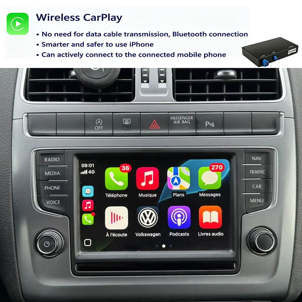 Wireless CarPlay Android Auto Upgrade Module For VW Polo （6C） 2013-2017 MIB1 MIB2 Apple CarPlay Retrofit Kit