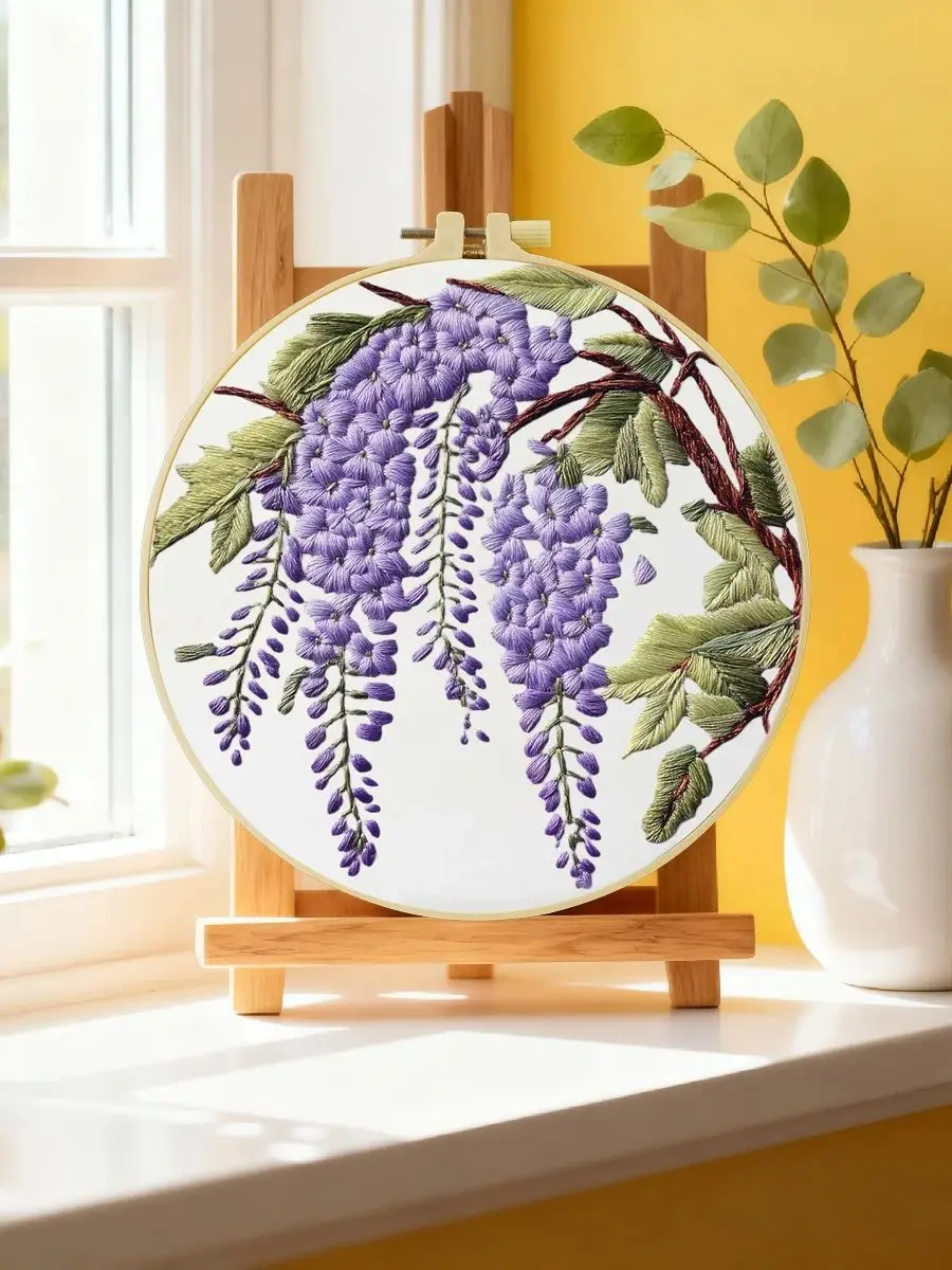1 Stück 20X20CM/15X15CM 7,87/6,3 Zoll Blumen-Stickerei-Starter-Kit DIY-Kit DIY-Stickerei-Set Handarbeiten Malerei Heimdekoration – Detail 6