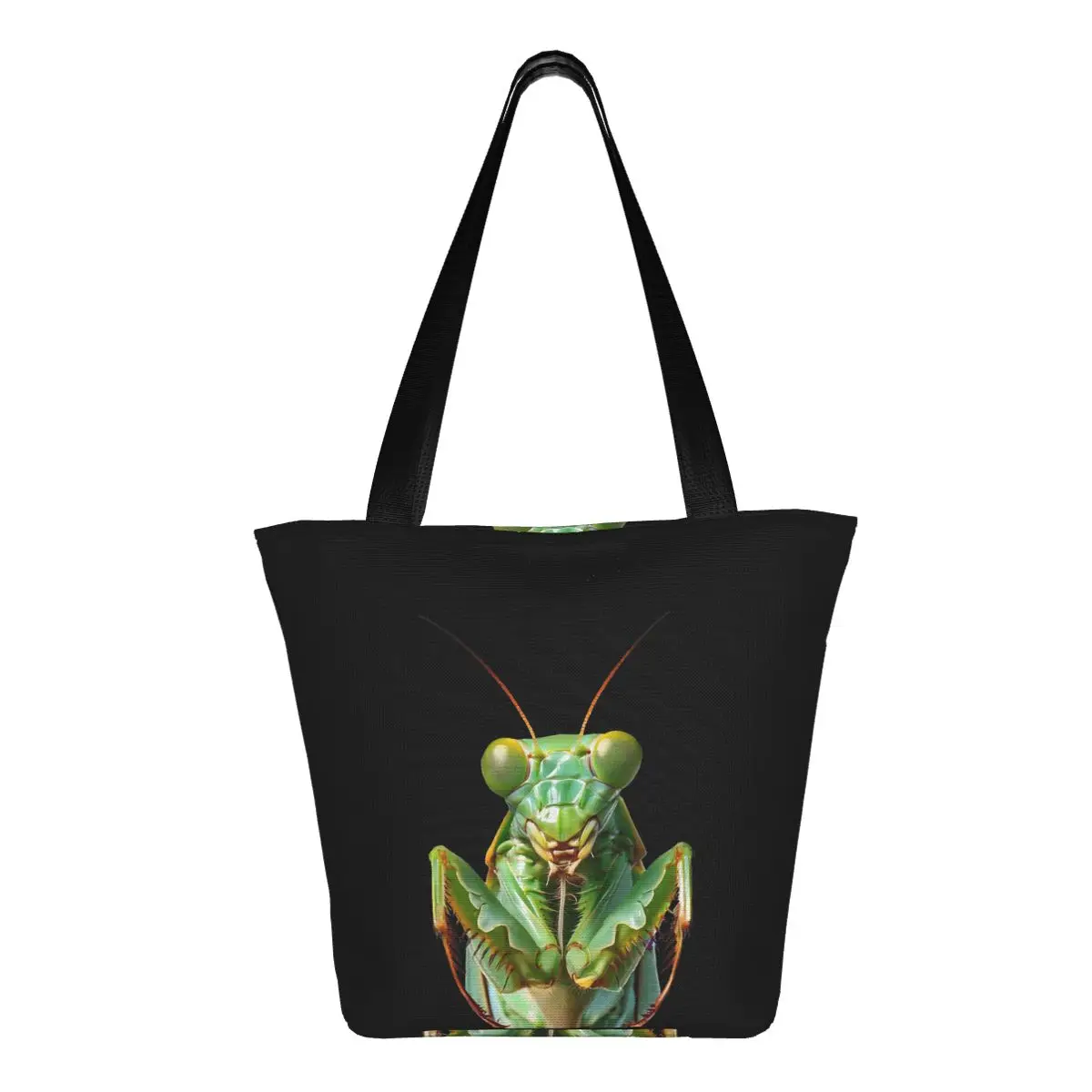 

Green Praying Mantis, Eerie Insect Art Shopping Tote Bag Canvas Large Capacity Shoulder Bags Shopper Grocery Handbag for Women