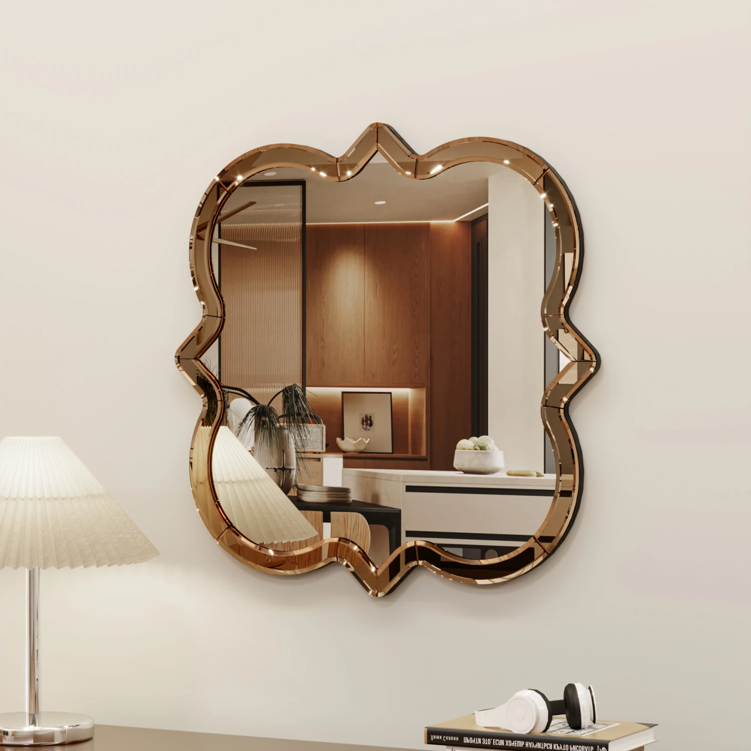 

24 inch Wall-Mounted Silver Decorative Round Wall Mirror for Home, Living Room, Bedroom, Entryway