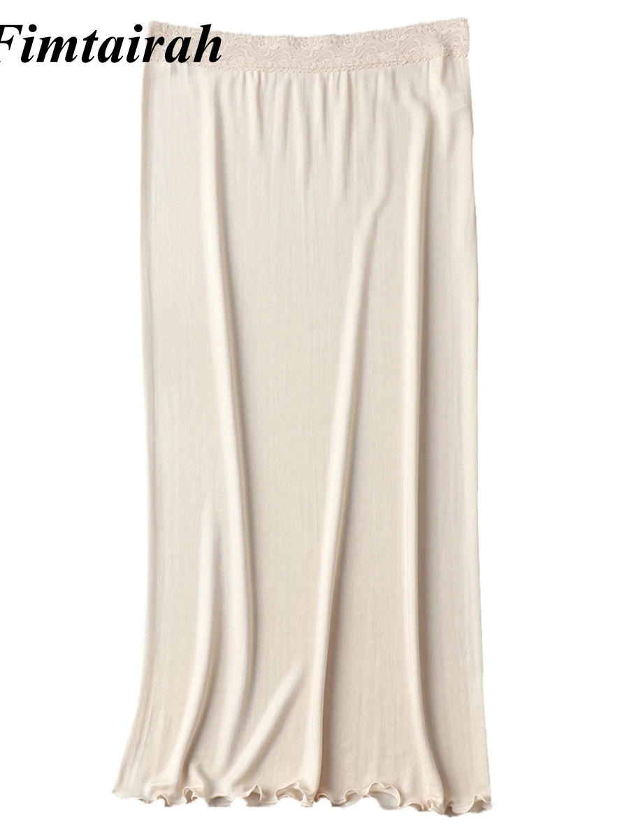 Fimtairah 6A High-grade silk Pants Skirt Half Dress Briefs, Panty , knitted lace skirt silk e base six-point nightdress
