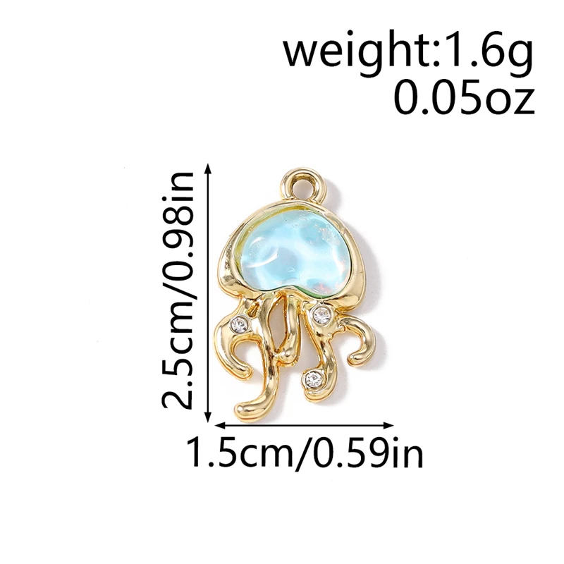 10 Stück Niedliche Kristall-Metall-Anhänger in Krabben-, Schildkröten- und Muschelform für die Herstellung von Halsketten, Ohrringen, Armbändern, DIY-Bastelarbeiten und Schmuckzubehör – Detail 20