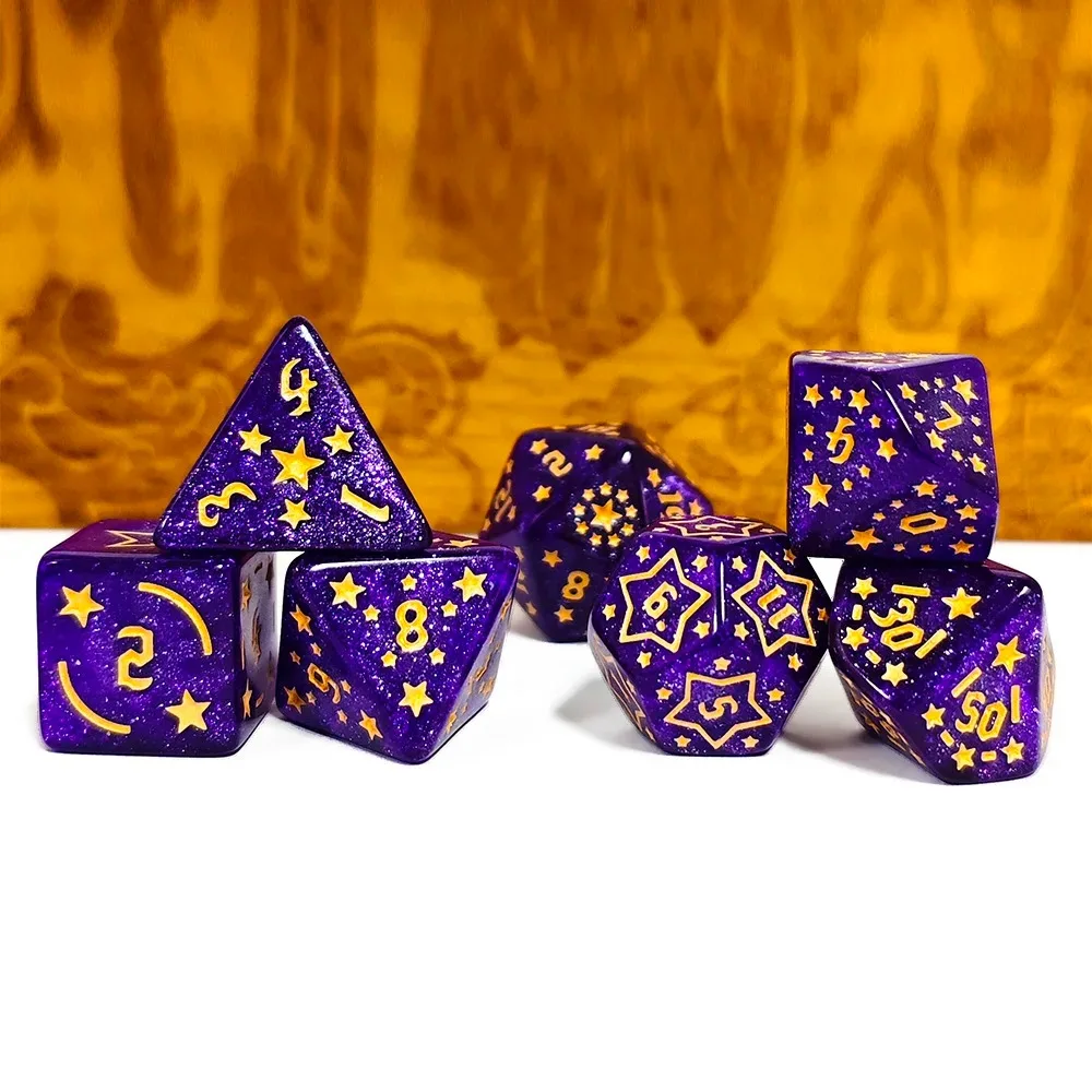 

7pcs Set Star Dice Set Acrylic Material Polygonal Board Star Dice Suitable for Entertainment Tabletop Games Accessories