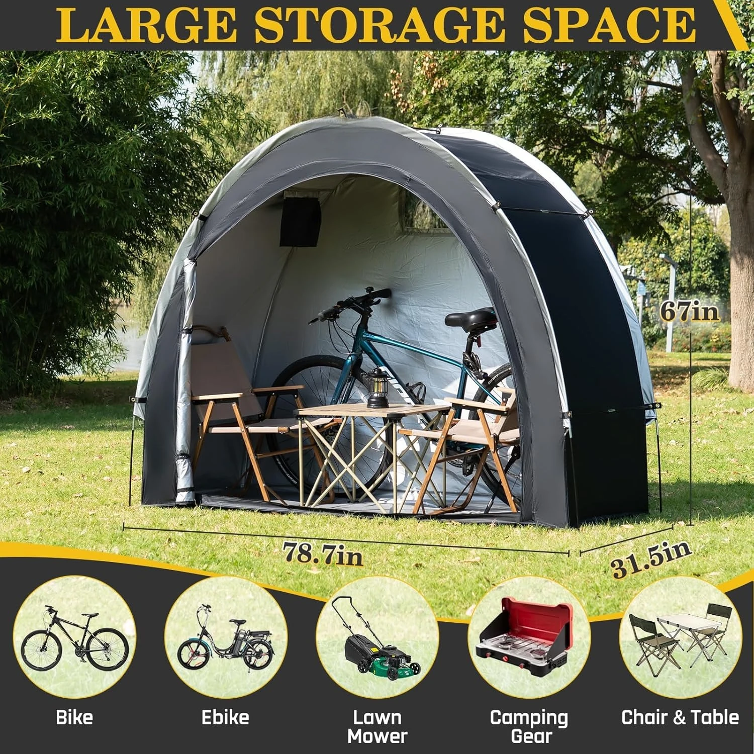 

Bike Storage Shed Tent,Outdoor Portable Bicycle Storage Sheds with 210D Oxford Fabric PU4000 Waterproof for 2/3/4/6/8 Bikes