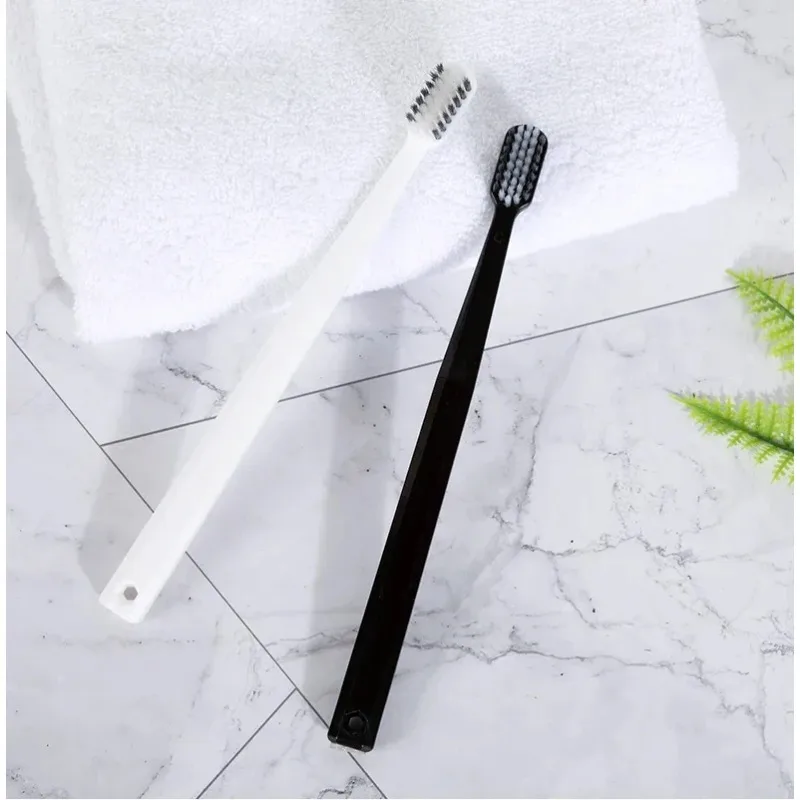 2/4/6/8/10PCS Bamboo Charcoal Toothbrushes - Soft Silk Bristles, Black & White Adult Brushes for Men & Women, Family Set