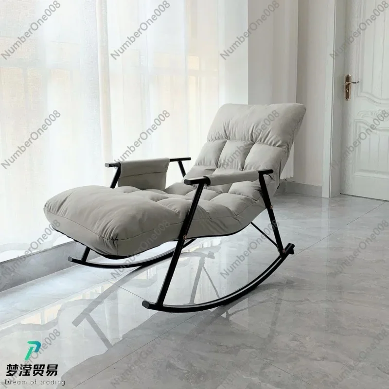 Lazy Sofa, Living Room, Balcony, Nordic Modern Rocking Chair, Home Leisure Rocking Chair, Foldable Adult Light Luxury Recliner