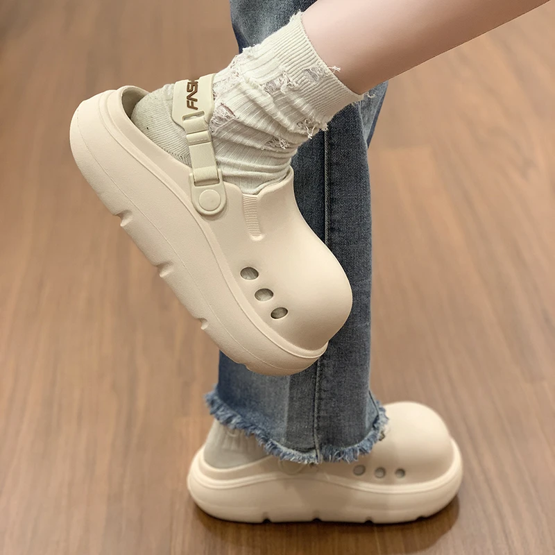 

Женские повседневные однотонные сабо без застежек — удобные сандалии для сада и пляжа — стильные, простые и нескользящие мюли из ЭВА