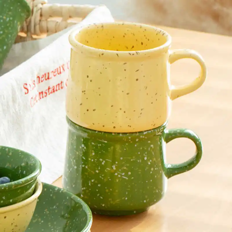 330/360ml Splashing Ink Style Ceramic Water Mug Retro Simple Coffee Milk Mugs Creative Commercial Home Party Use Small Cup