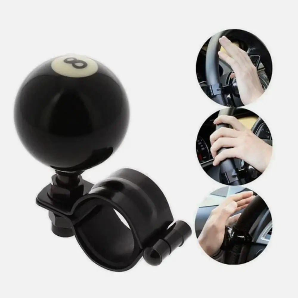 Black Billiard Ball Steering Wheel Spinner Heavy Duty Driving Aid Steering Wheel Knob Spinner Handle Turning Handle