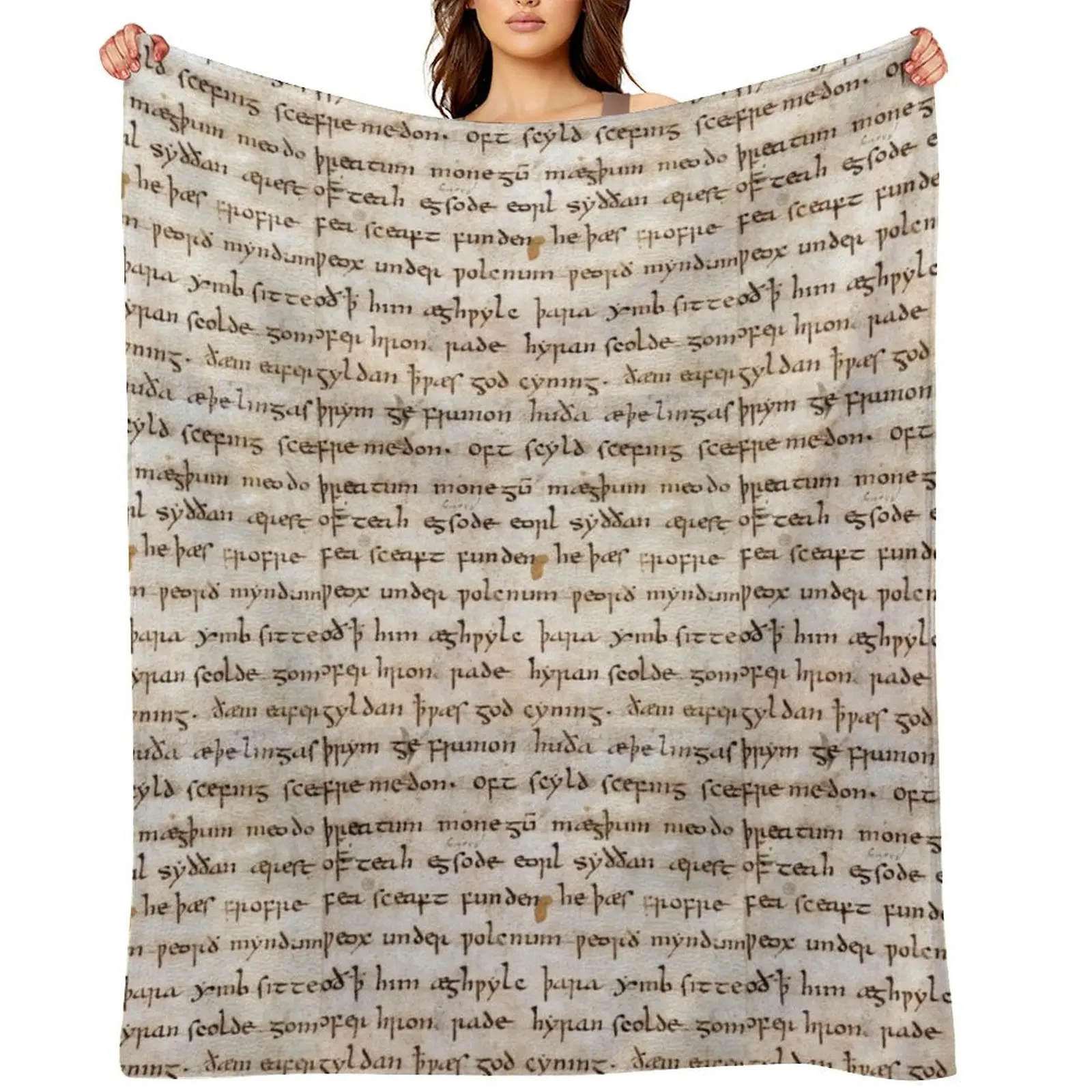 

Oldest Beowulf Epic Cotton MS Vitellius A.XV Throw Blanket Furry Thermals For Travel Thins Loose Blankets