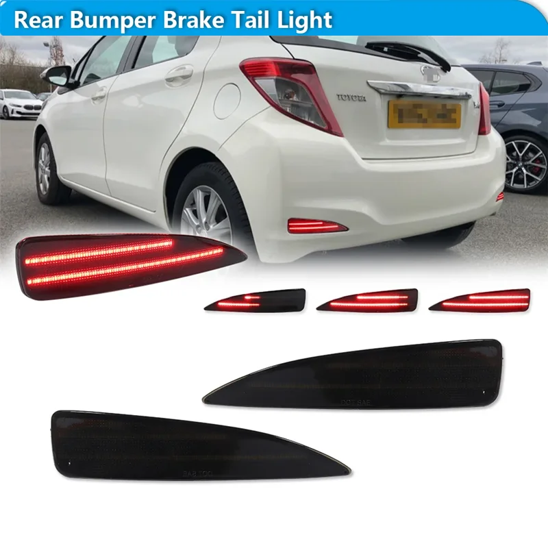 

For Toyota Yaris 2012 2013 2014 Car Red LED Rear Bumper Reflector Tail/Brake Lights Rear Fog Lights w/ Sequential Turn Signal